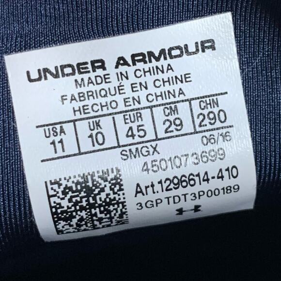 Under Armour UA Mens Veloce Blue Suede Sneaker Size 11 - Picture 9 of 9